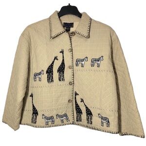 Lifestyle Zebra and Giraffe Appliqué Jacket Womens Size XL Valentines Gift